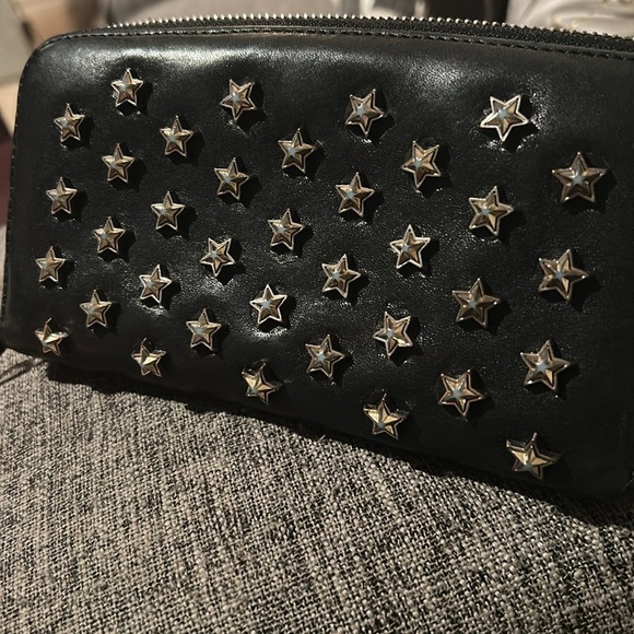 Jimmy Choo Filipa Long Wallet Black Silver Chrome Stars - Picture 4 of 15